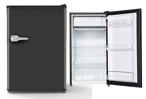 PKM Retro Kühlschrank 91 Liter freistehend kompakt 45 cm breit (Schwarz)