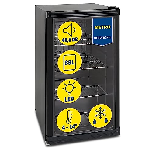METRO Professional Mini-Kühlschrank GPC1088, 88 L, 1.052 kWh/24h, 3 Edelstahl-Drahtböden, schwarz