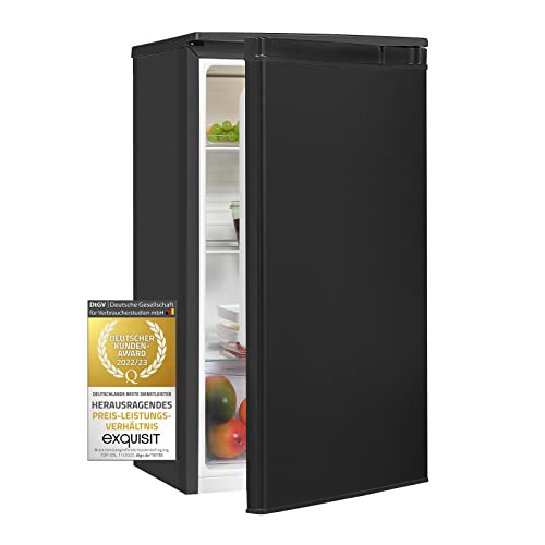 Exquisit Kühlschrank KS85-V-091F | 75 L Nutzinhalt | Temperaturregelung | Mit Gemüsefach | 3 Ablagen | wechselbarer Türanschlag | schwarz | Kühlen | Kompakt
