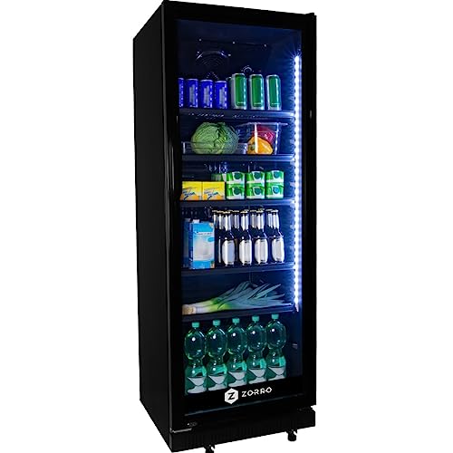 Getränkekühlschrank ZKB 360 schwarz Flaschenkühlschrank Kühlschrank mit Glastüre Gastro Getränkekühler